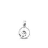 Sterling Silver Oxidized Spiral Ocean Round Swirl Pendant Charm .925 New