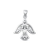 Sterling Silver Unique Dove Peace Pendant High Polished Bird Charm .925 New