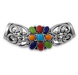 Festive Swirl Slide Pendant Simulated Turquoise .925 Sterling Silver Charm