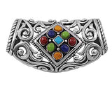Sterling Silver Multi Color Bali Swirl Slide Pendant Simulated Turquoise Charm