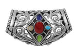 Filigree Swirl Slide Pendant Simulated Carnelian .925 Sterling Silver Charm