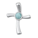 Sterling Silver Polished Larimar Cross Pendant Christian Faith Love Charm 925