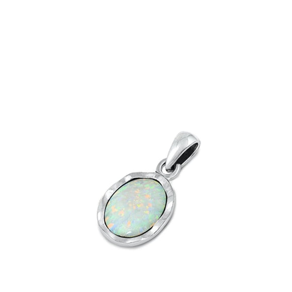 Sterling Silver White Opal Pendant Vintage High Polish Charm 925 New