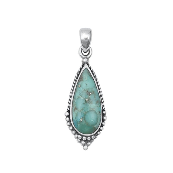 Sterling Silver Beautiful Vintage Turquoise Pendant Classic Bali Charm 925 New