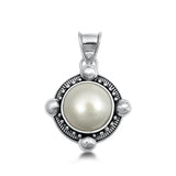 Sterling Silver Classic Freshwater Pearl Bali Pendant Vintage Charm 925 New