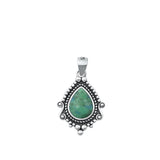Sterling Silver Vintage Victorian Turquoise Pendant Fancy Bali Charm 925 New