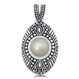 Sterling Silver Oxidized Pearl Pendant Native American Medallion Charm 925 New