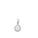 Sterling Silver Beautiful White Synthetic Opal Pendant Teardrop Charm 925 new