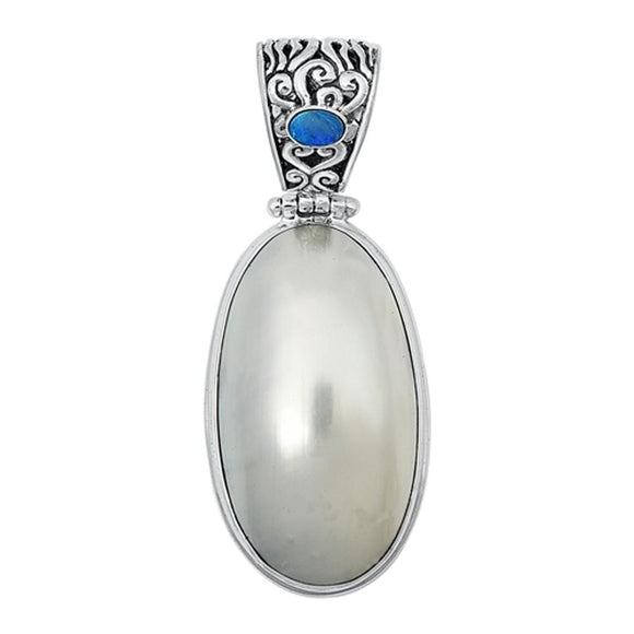 Sterling Silver Unique Mother of Pearl Pendant Filigree Fashion Charm 925 New
