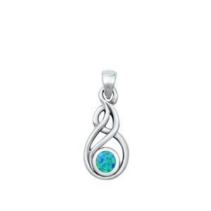 Sterling Silver Classic Blue Synthetic Opal Celtic Pendant Charm .925 New
