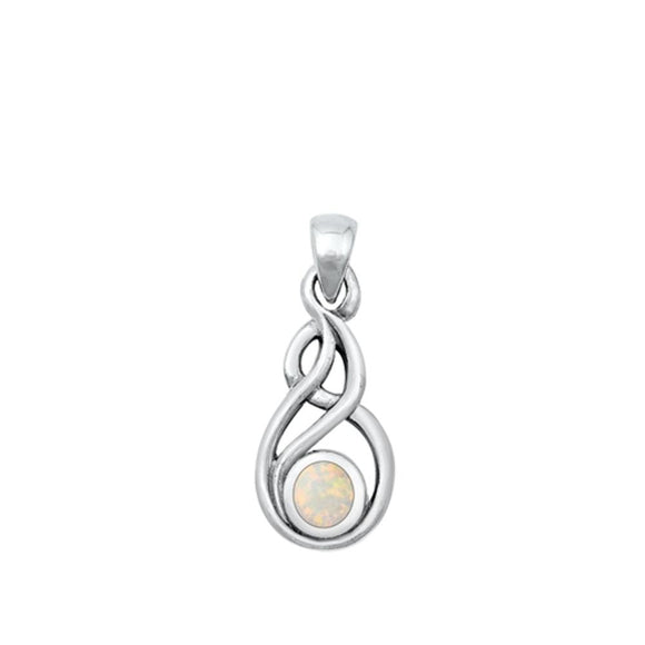 Sterling Silver Fashion White Synthetic Opal Celtic Pendant Cute Charm 925 New