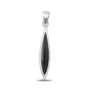 Sterling Silver Beautiful Black Agate Pendant Postmodern Fashion Charm .925 New