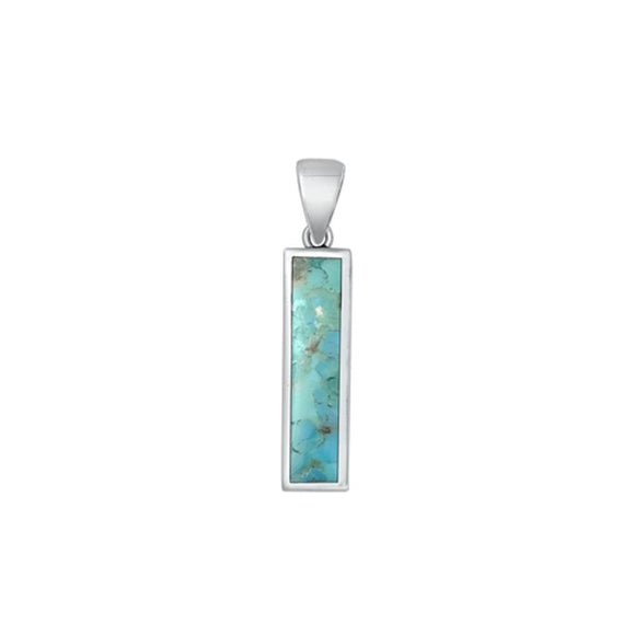 Sterling Silver Cute Turquoise Pendant High Polished Charm .925 New