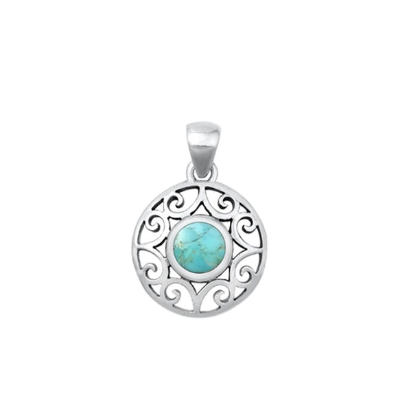 Sterling Silver Wholesale Turquoise High Polish Pendant Victorian Charm 925 New