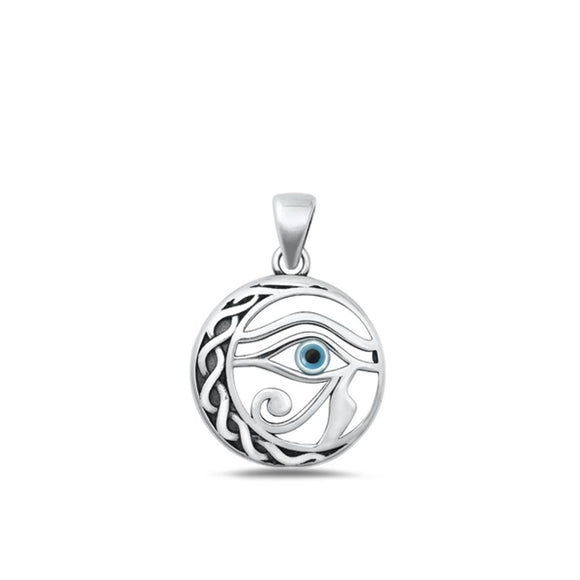 Sterling Silver Polished Mother of Pearl Eye of Horus Pendant Charm 925 New