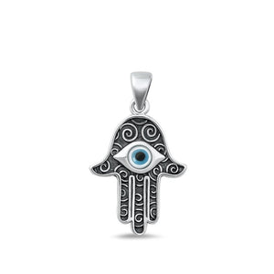 Sterling Silver Wholesale Mother of Pearl Hamsa Pendant Evil Eye Charm 925 New