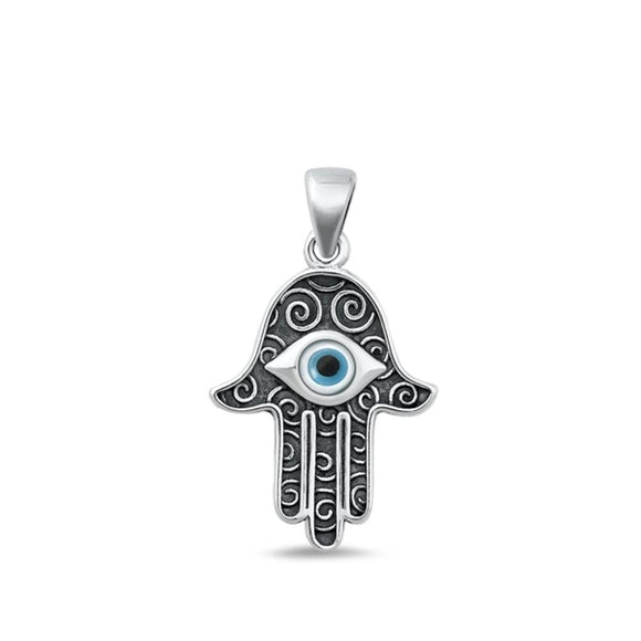 Sterling Silver Wholesale Mother of Pearl Hamsa Pendant Evil Eye Charm 925 New