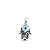 Sterling Silver Beautiful Mother of Pearl Hamsa Pendant Evil Eye Charm 925 New