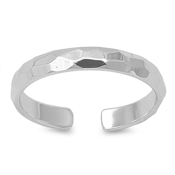 Sterling Silver Classic Diamond-Cut Toe Ring Adjustable Fashion Midi Band .925