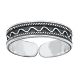 Sterling Silver Beautiful Oxidized Bali Toe Ring Adjustable Midi Band 925 New