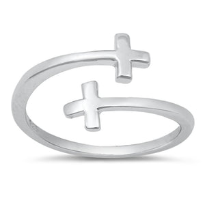 Sterling Silver Promise Cross Toe Ring Cute Adjustable Midi Spoon Band 925 New