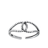Oxidized Sterling Silver Love Knot Double Rope Braided Toe & Midi Ring 925 New