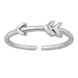 Sterling Silver Polished Arrow Toe Ring Adjustable Midi Fashion Band 925 New