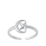 Sterling Silver Wholesale Moon Star Toe Ring Chic Adjustable Midi Band 925 New