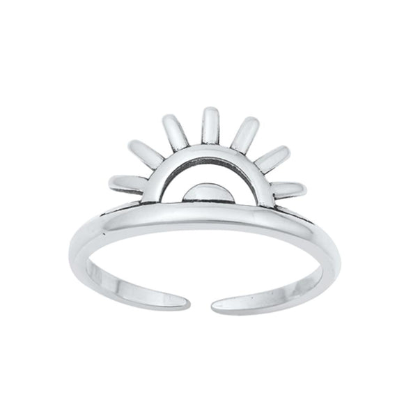 Sterling Silver Sunset Sun Toe Midi Ring Adjustable New Day Band .925 New