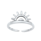 Sterling Silver Sunset Sun Toe Midi Ring Adjustable New Day Band .925 New