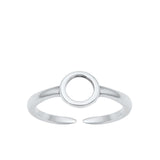 Sterling Silver Fashion Minimalist Circle Toe Midi Ring Adjustable Band .925 New