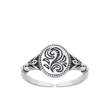 Sterling Silver Fashion Oxidized Adjustable Floral Band Midi Toe Ring .925 New