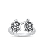 Sterling Silver Oxidized Sea Turtles Toe Midi Adjustable Ring .925 New Band