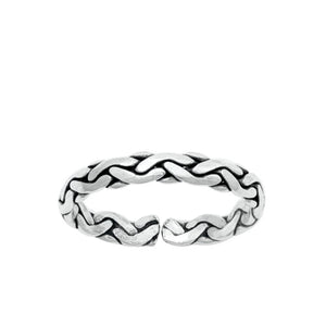 Sterling Silver Classic Braid Toe Midi Ring Adjustable Oxidized Band .925 New