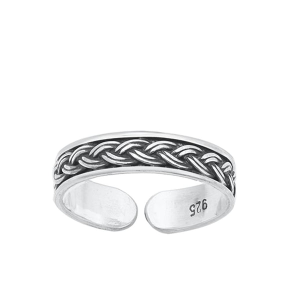 Sterling Silver Bali Braid Toe Midi Ring Adjustable Fashion Band 925 New