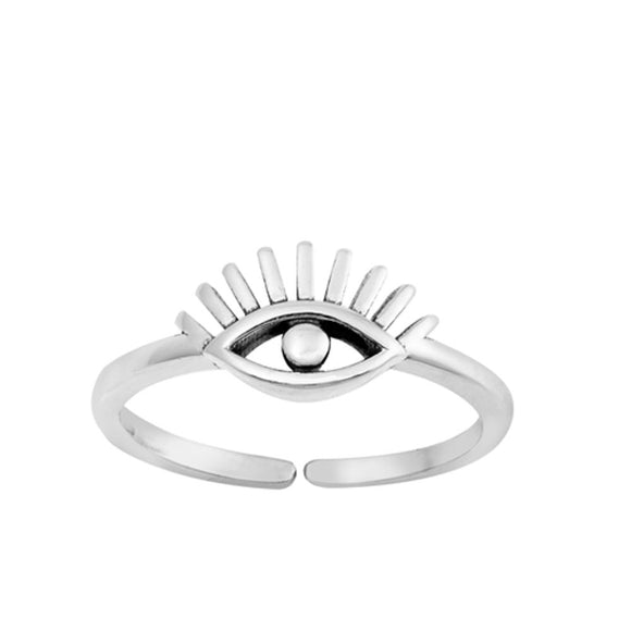 Sterling Silver Oxidized Eye Toe Midi Adjustable Ring Fashion Band 925 New
