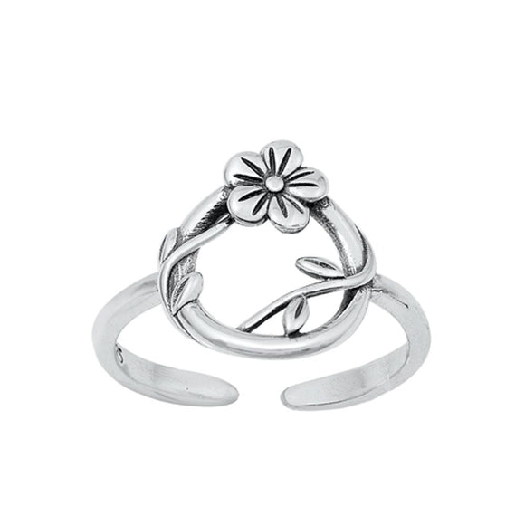 Sterling Silver Beautiful Adjuatable Flower Open Toe Midi Ring .925 New