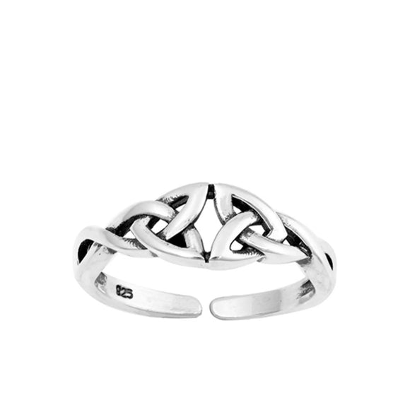 Sterling Silver Simple Celtic Knot Toe Midi Ring Adjustable Band 925 New