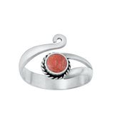Sterling Silver Polished Carnelian Toe Midi Bali Adjustable Ring .925 New Band