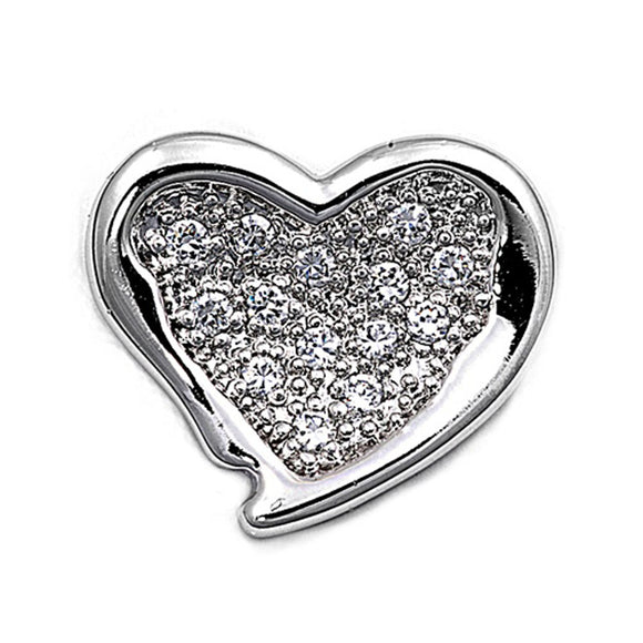 Sterling Silver High Polish Cluster Promise Heart Pendant Clear Simulated CZ