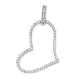 Ornate Promise Heart Pendant Clear Simulated CZ .925 Sterling Silver Love Charm