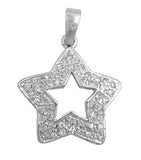 Micro Pave Star Pendant Clear Simulated CZ .925 Sterling Silver Cutout Charm