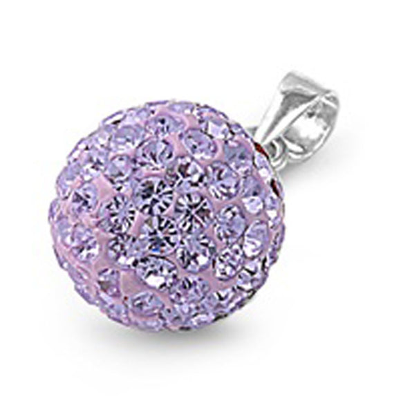 Simple Ball Pendant Simulated Lavender .925 Sterling Silver Sphere Charm