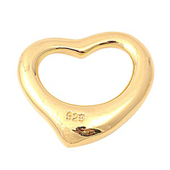 Gold-Tone Open Abstract Promise Heart Pendant .925 Sterling Silver Hanging Charm