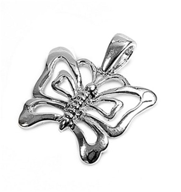 Animal Open Wing Butterfly Pendant .925 Sterling Silver Insect Bug Garden Charm
