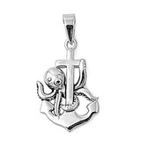 Boat Anchor Nautical Octopus Pendant .925 Sterling Silver Cross Ship Ocean Charm