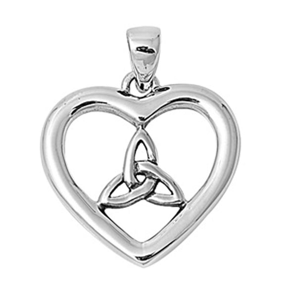 Sterling Silver Celtic Triquetra Knot High Polish Promise Heart Pendant Charm