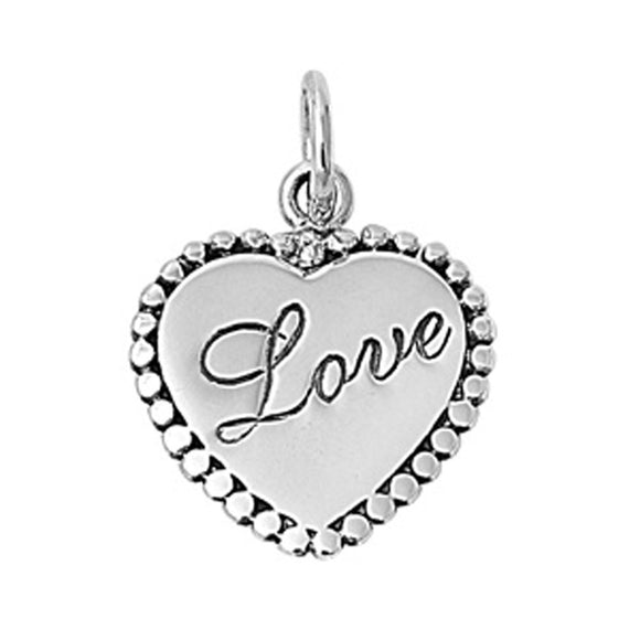Promise Vintage Love Heart Pendant .925 Sterling Silver Word Script Charm