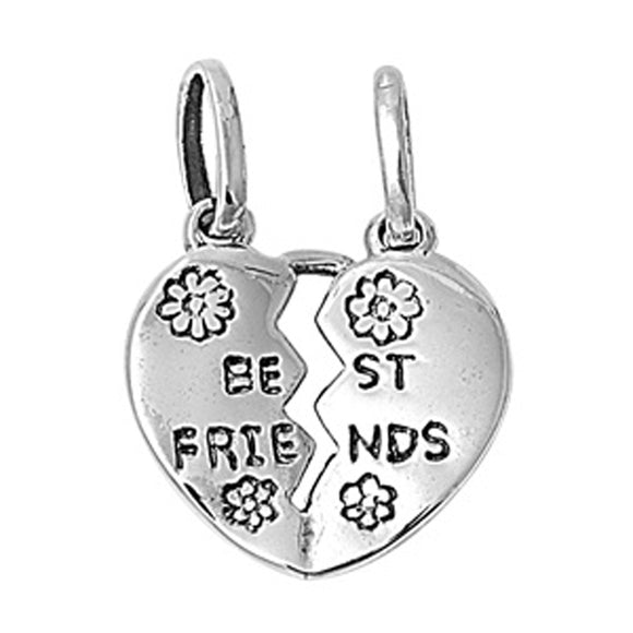 Flower Bloom Best Friends Matching Pendant .925 Sterling Silver Two Piece Charm