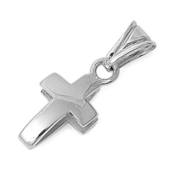 High Polish Cross Pendant .925 Sterling Silver Shiny Religious Christian Charm
